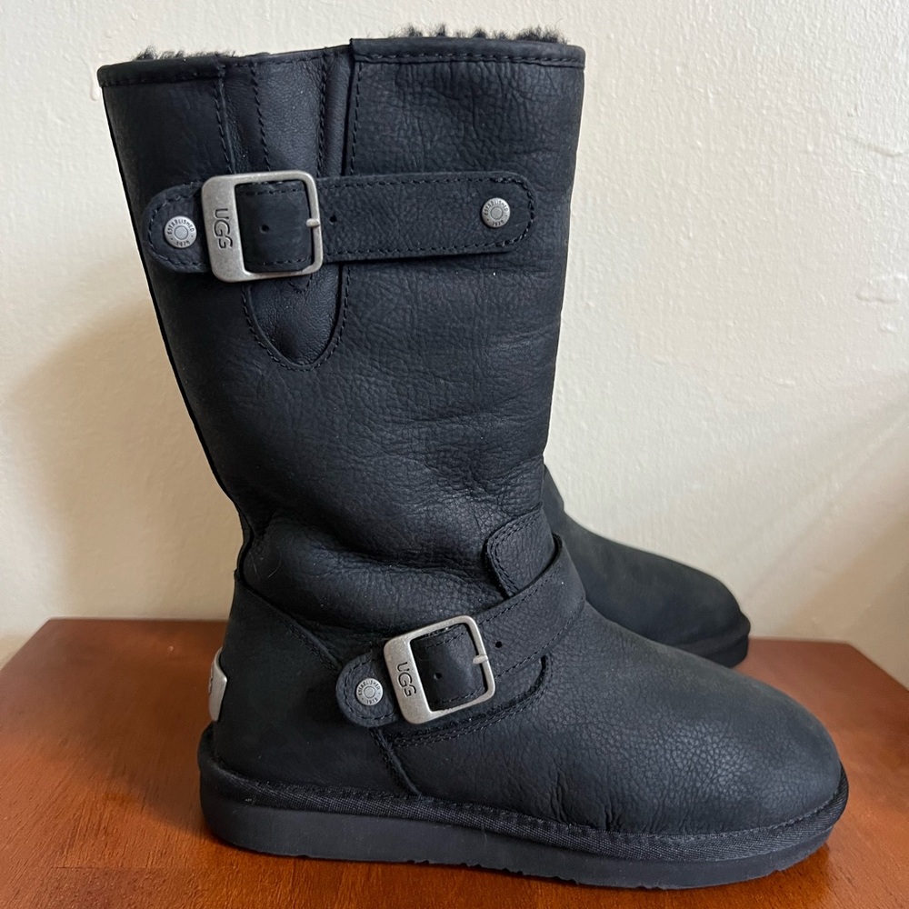 UGG Black Buckle Leather Boots
